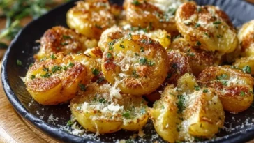 Pommes de terre écrasées croustillantes au beurre à l'ail et au parmesan - 1