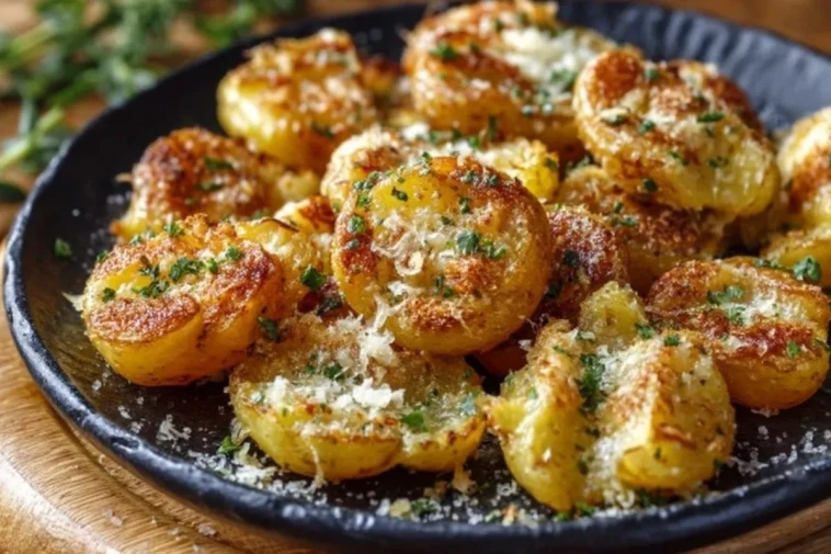 Pommes de terre écrasées croustillantes au beurre à l'ail et au parmesan - 1