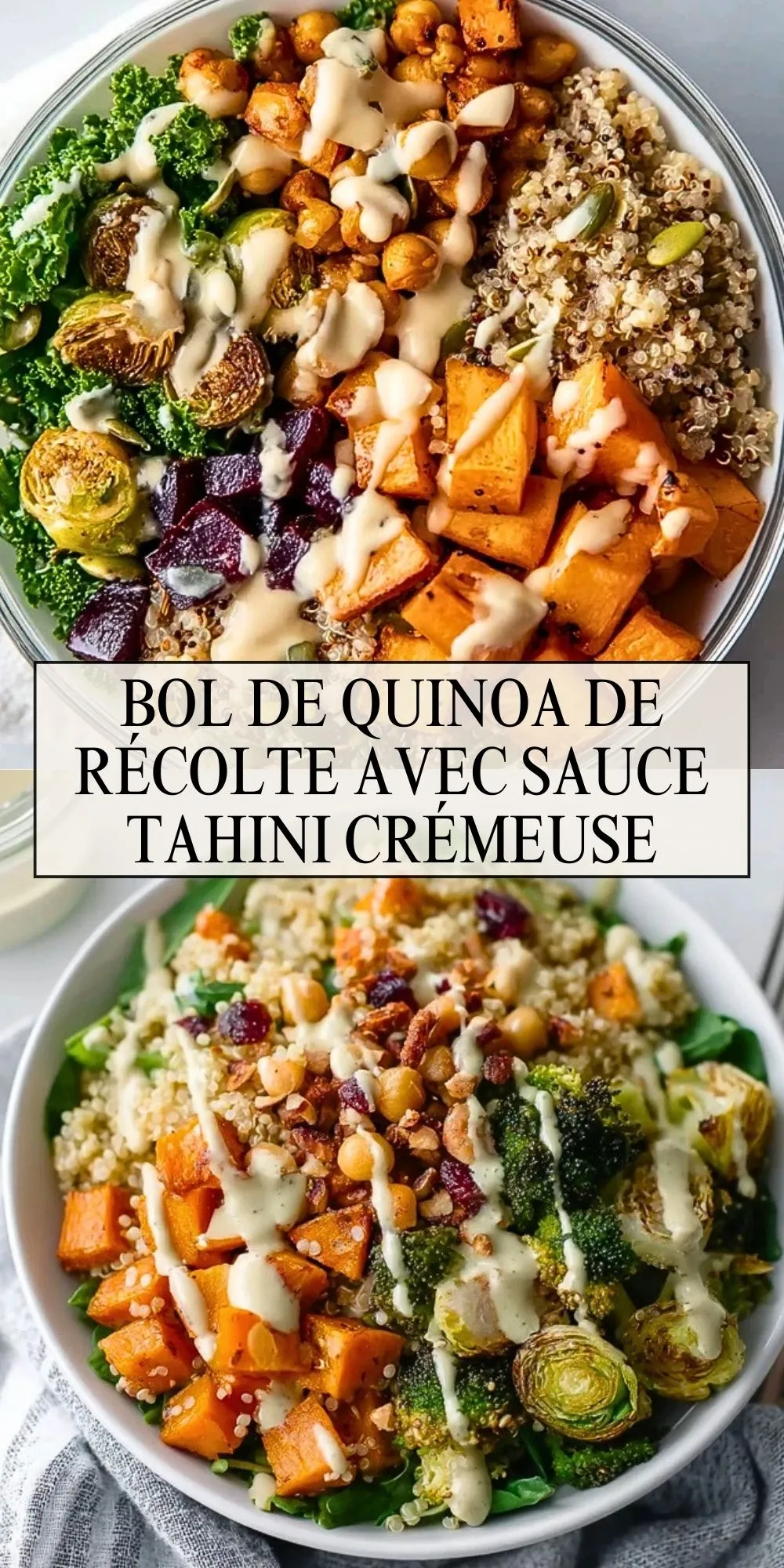 Bol De Quinoa De Récolte Avec Sauce Tahini Crémeuse - Pin 1