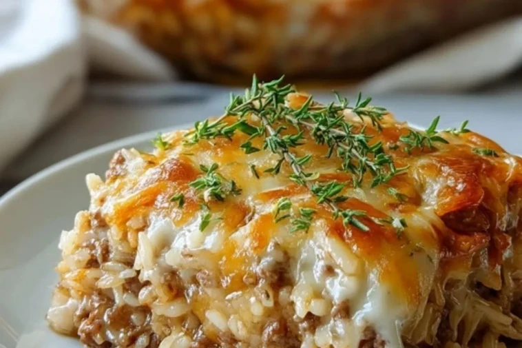 Casserole De Riz Au Bœuf Haché Et Oignons Gratinés - 1