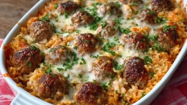 Casserole De Viande Aux Boulettes Et Riz Au Fromage - 1