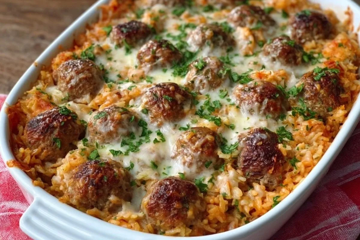 Casserole De Viande Aux Boulettes Et Riz Au Fromage - 1