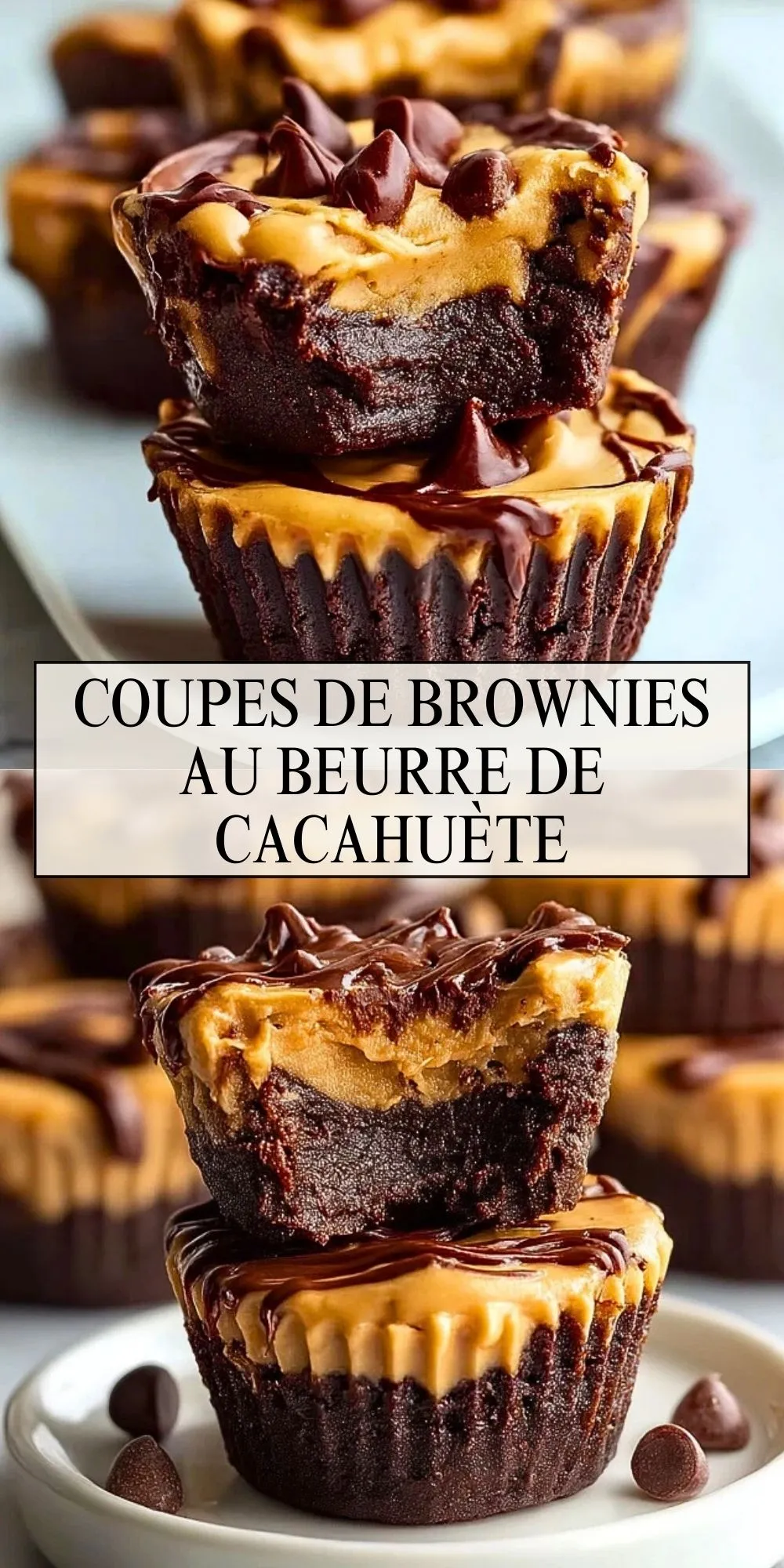 Coupes De Brownies Au Beurre De Cacahuète - Pin 1