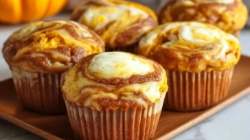 Muffins moelleux au potiron et au fromage à la crème swirl - 1 (1)