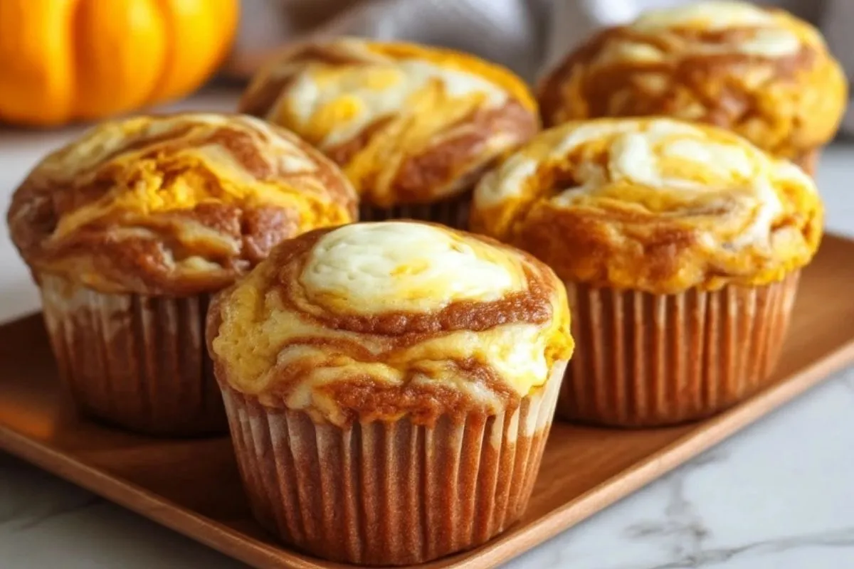 Muffins moelleux au potiron et au fromage à la crème swirl - 1 (1)