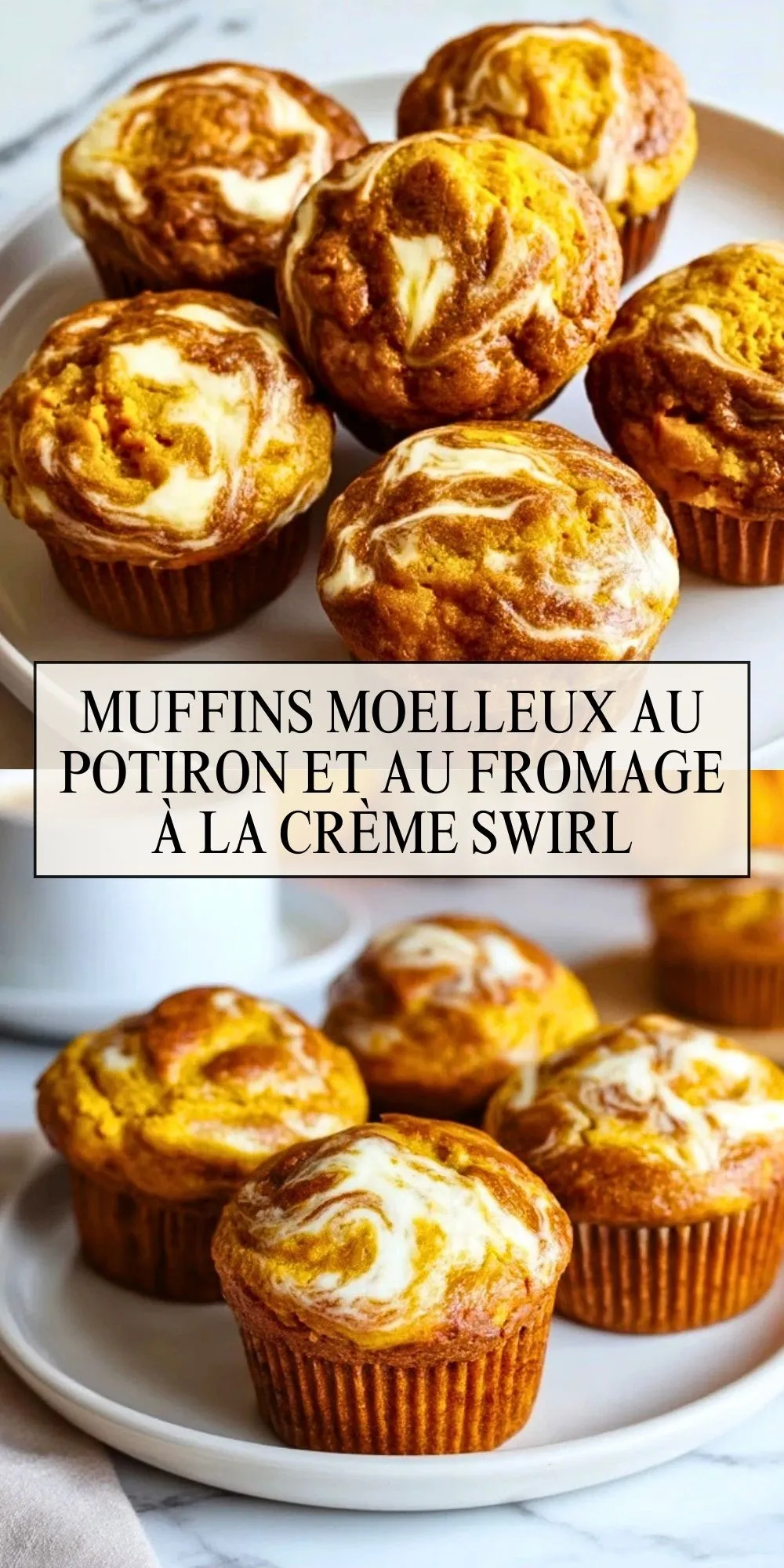 Muffins moelleux au potiron et au fromage à la crème swirl - Pin 1 (1)