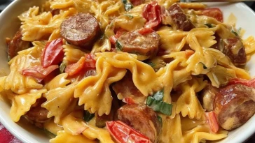 Pâtes Crémeuses Au Saucisse Cajun - 1