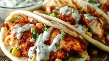 Pitas au poulet croustillant avec ranch aux herbes - 1