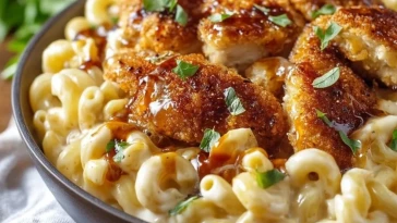 Poulet au miel et poivre avec macaroni au fromage - 1