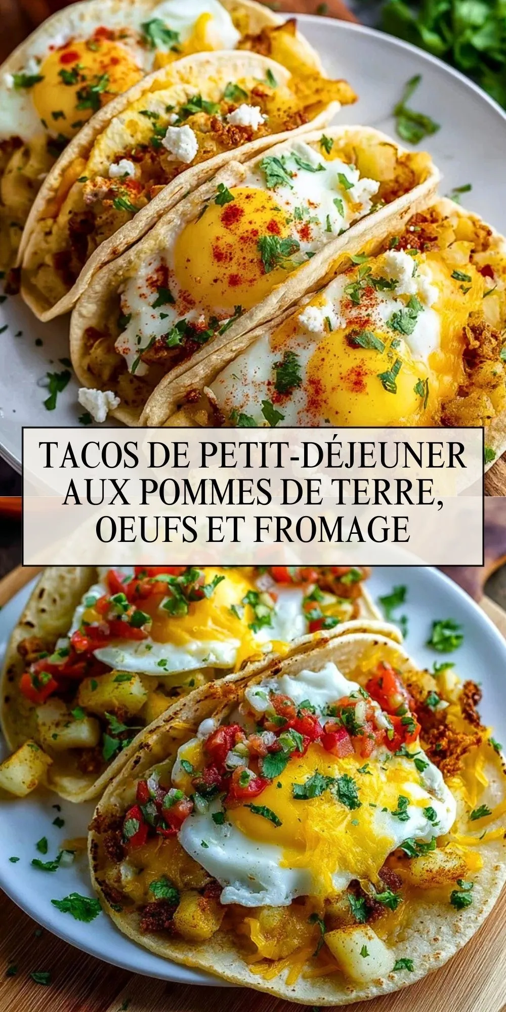 Tacos De Petit-Déjeuner Aux Pommes De Terre, Oeufs Et Fromage - Pin 1