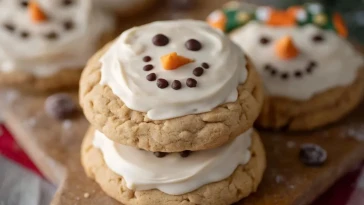 Biscuits au Beurre de Cacahuète en Bonhomme de Neige Fondant