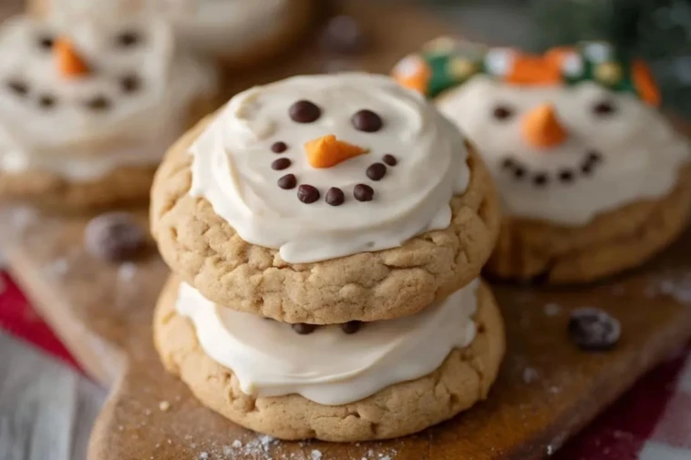 Biscuits au Beurre de Cacahuète en Bonhomme de Neige Fondant