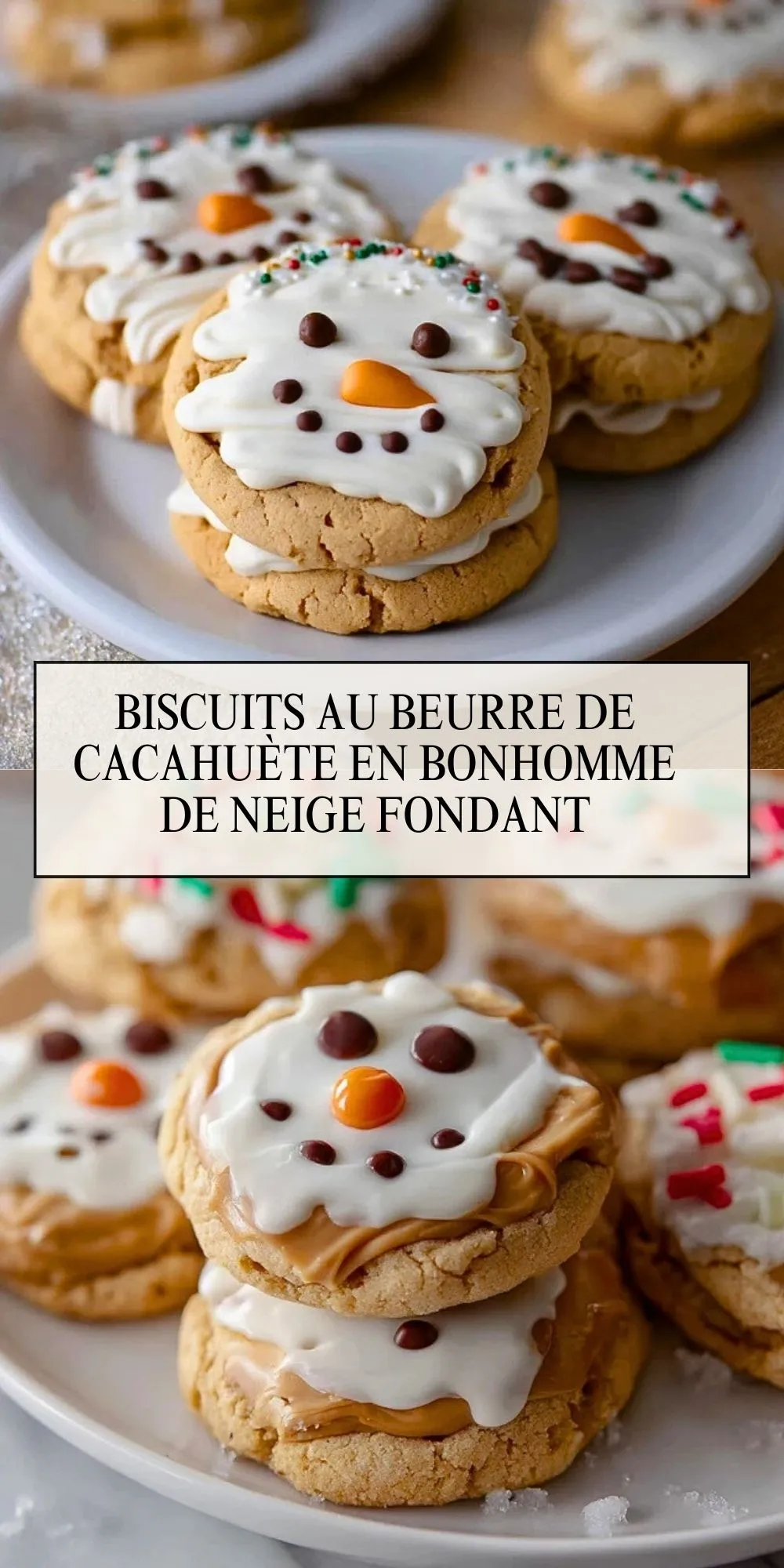 Biscuits au Beurre de Cacahuète en Bonhomme de Neige Fondant