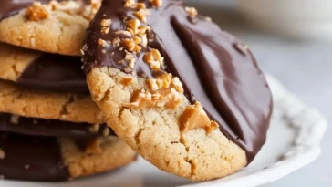Biscuits Au Toffee Trempés Dans Le Chocolat