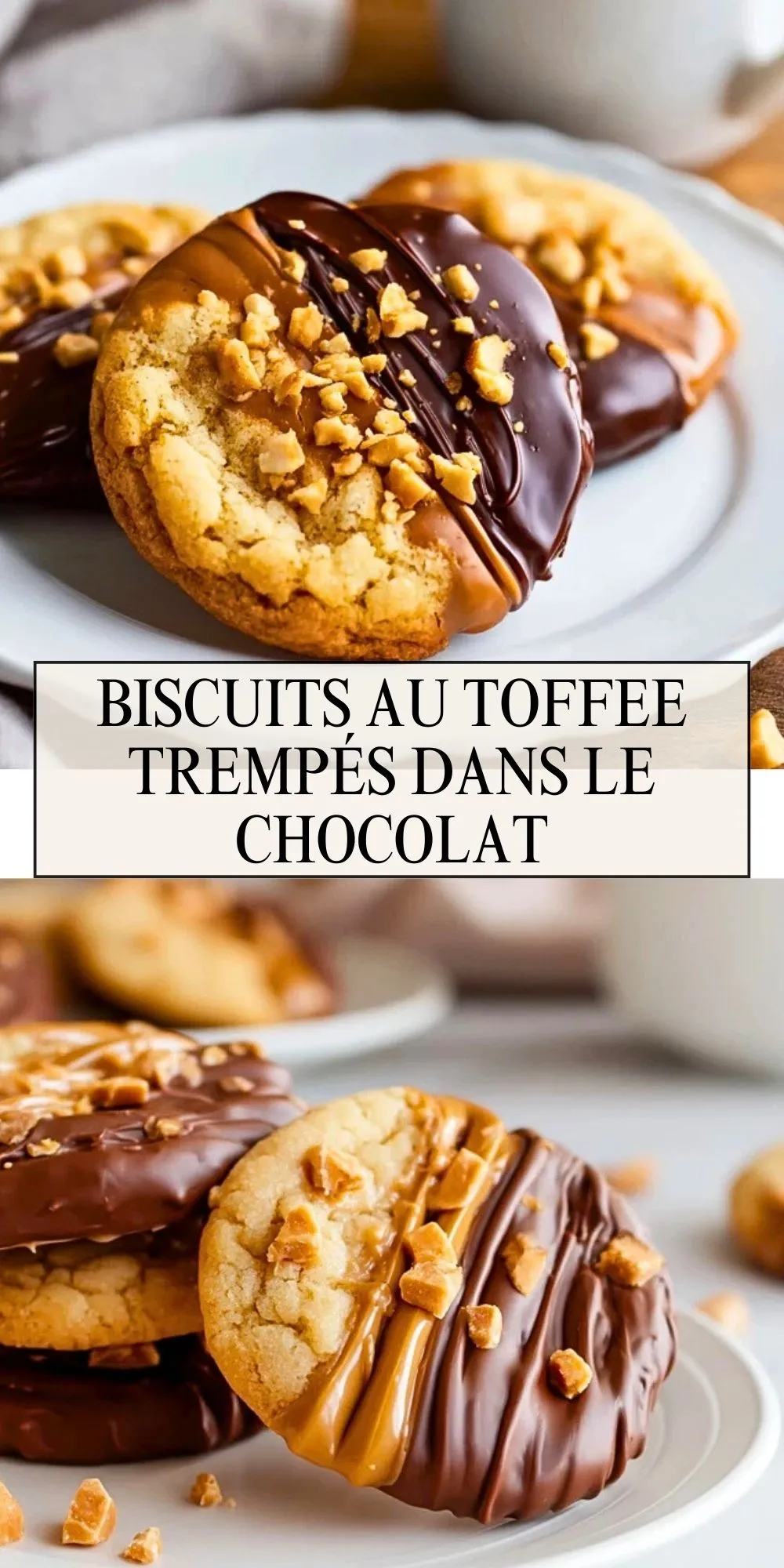 Biscuits Au Toffee Trempés Dans Le Chocolat - Pin 1