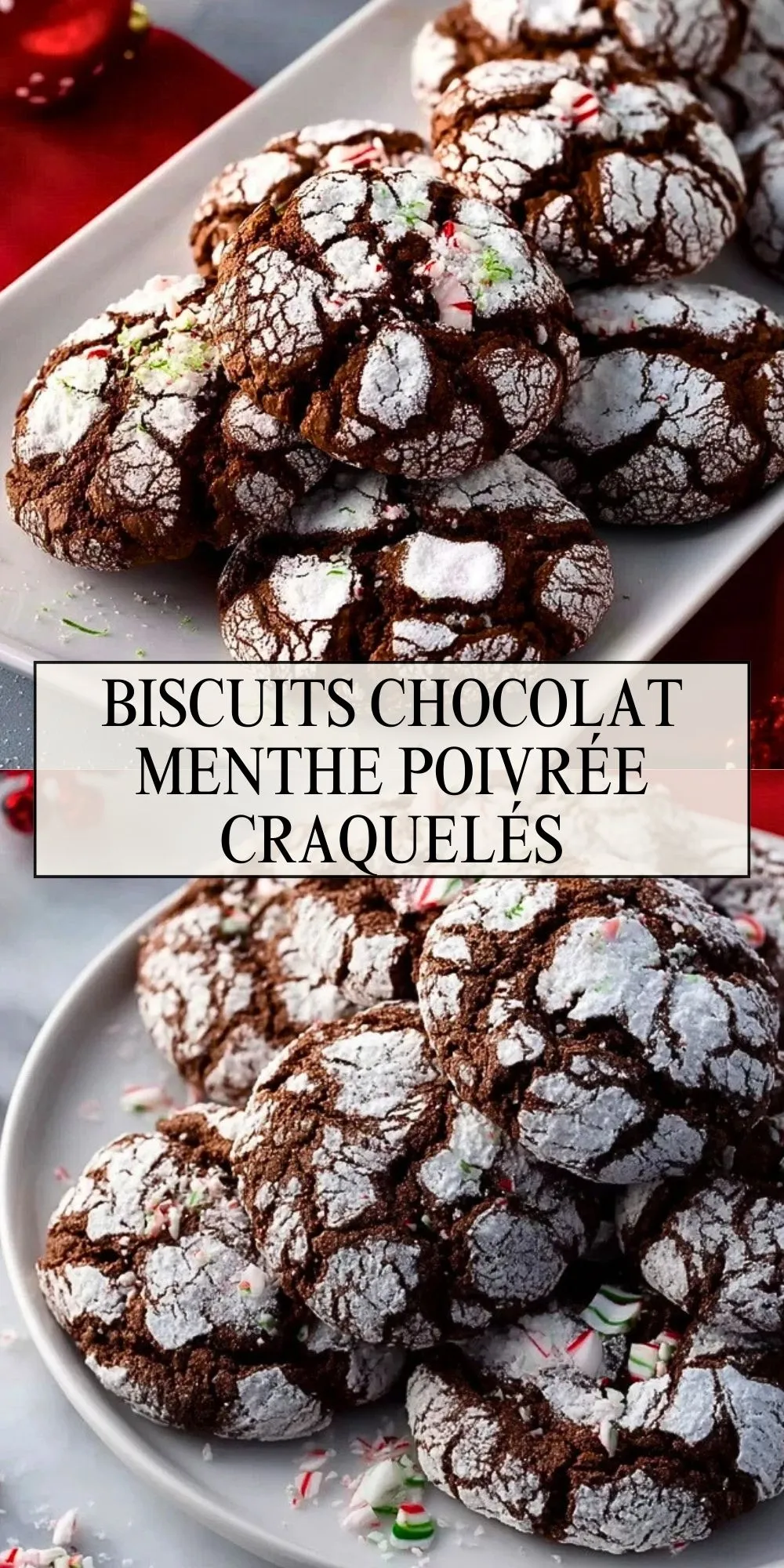 Biscuits Chocolat Menthe Poivrée Craquelés - Pin 1