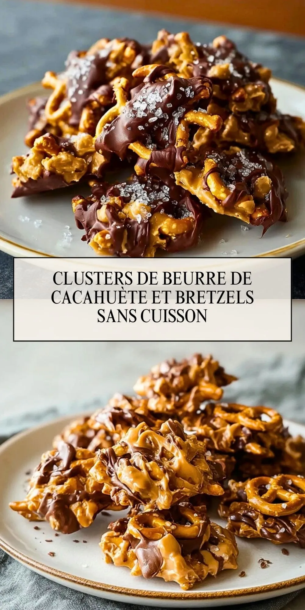 Clusters De Beurre De Cacahuète Et Bretzels Sans Cuisson