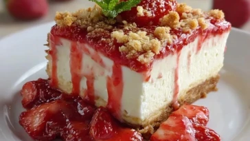 Gâteau Au Fromage Blanc Aux Fraises Croquant - 1