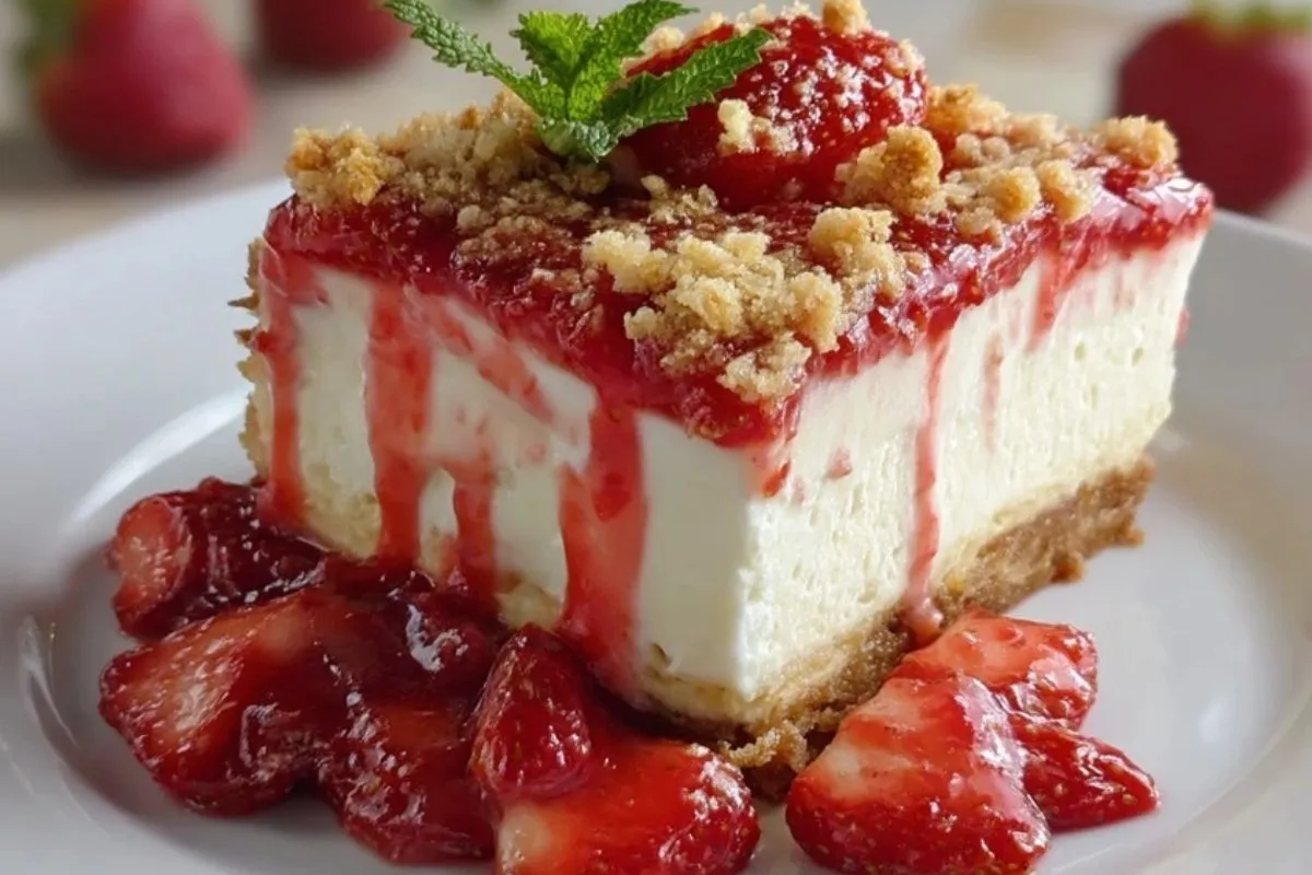 Gâteau Au Fromage Blanc Aux Fraises Croquant - 1