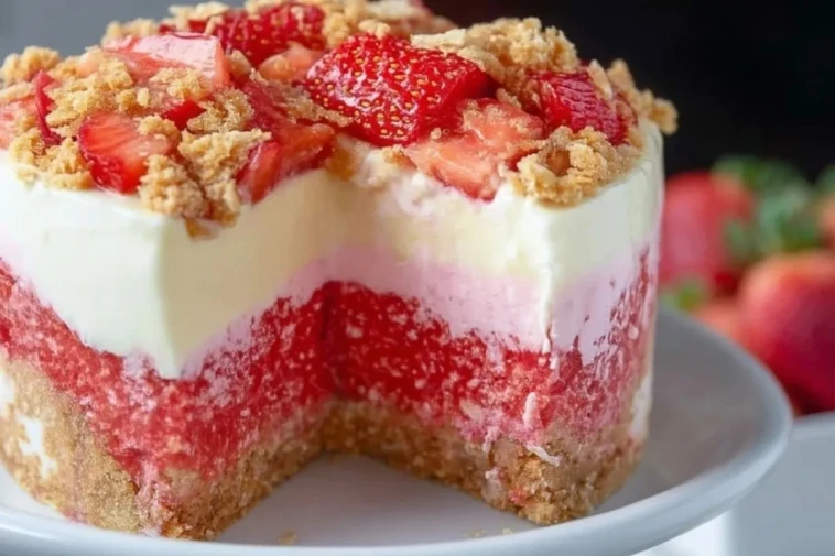 Gâteau Crémeux aux Fraises et Croquant - 1