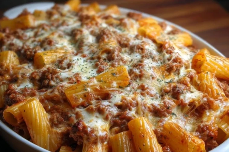 Gratin De Rigatoni Au Bœuf Et Fromage