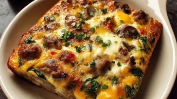 Gratin De Saucisse, Épinards Et Champignons