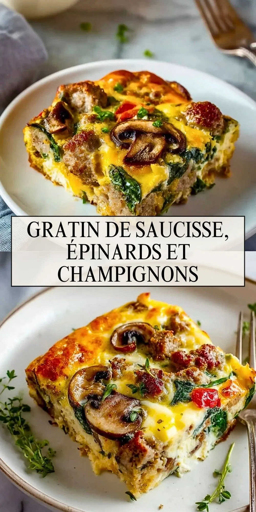Gratin De Saucisse, Épinards Et Champignons