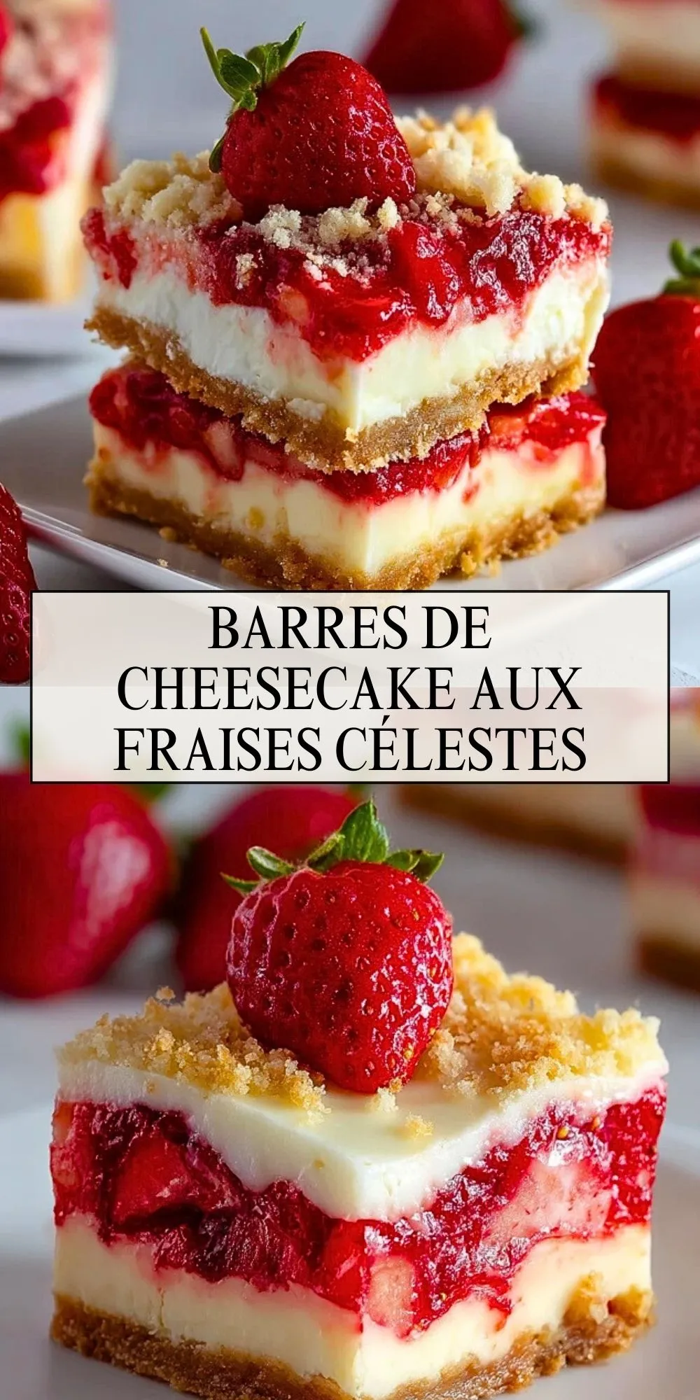 Barres De Cheesecake Aux Fraises Célestes - Pin 1