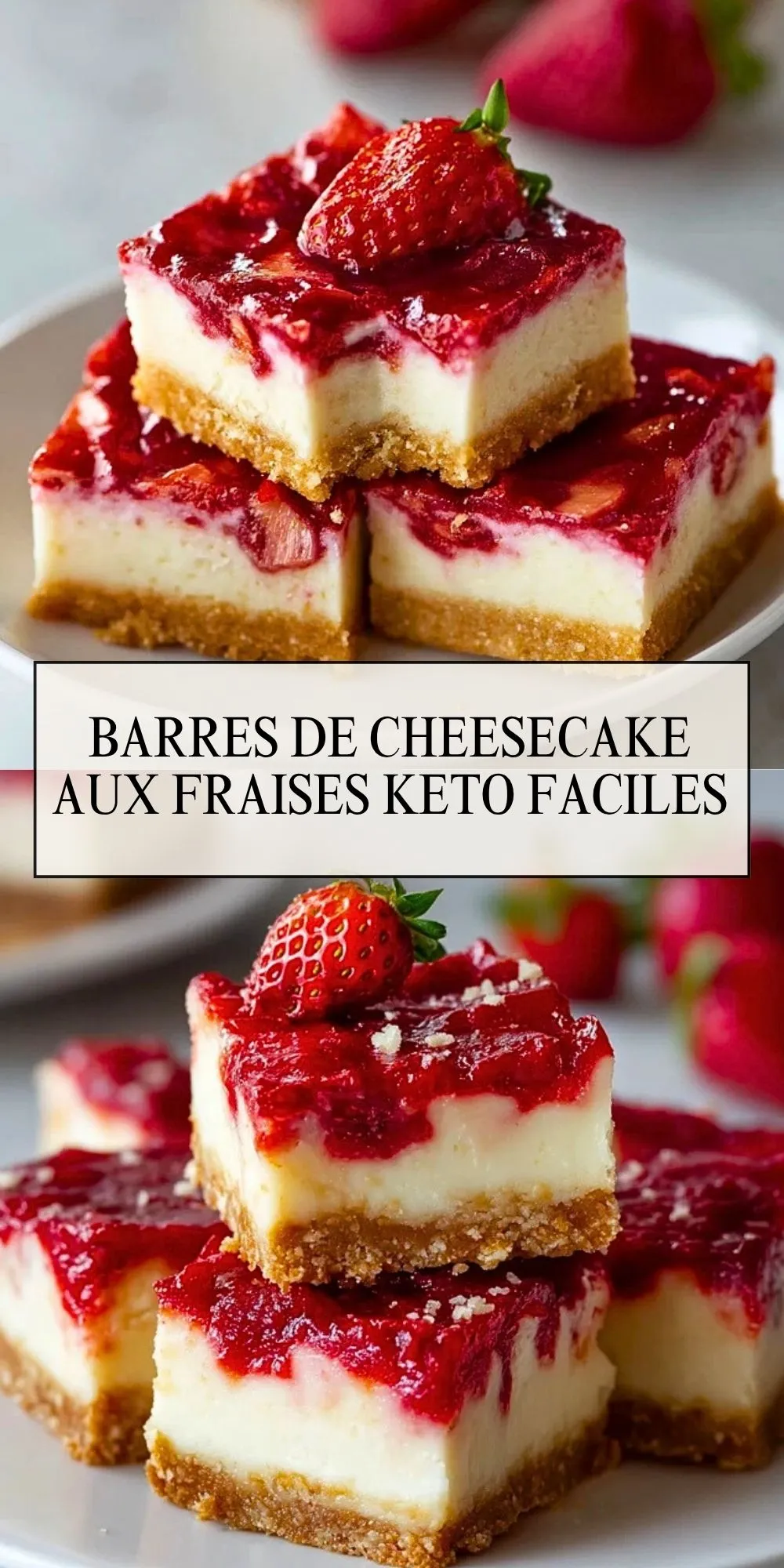 Barres De Cheesecake Aux Fraises Keto Faciles - Pin 1