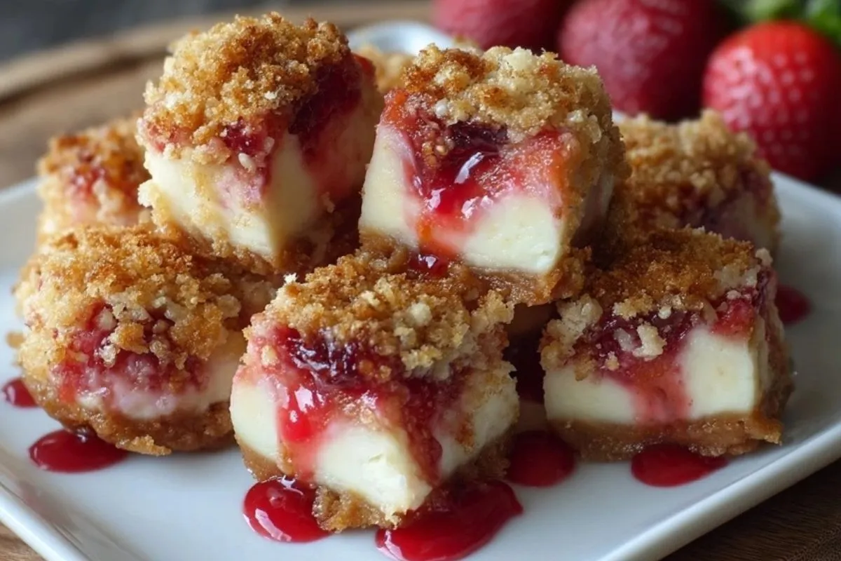 Bouchées Cheesecake Fraise Croquantes