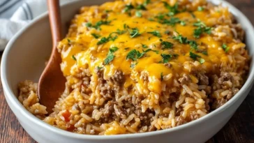 Casserole De Riz Au Bœuf Haché Et Fromage