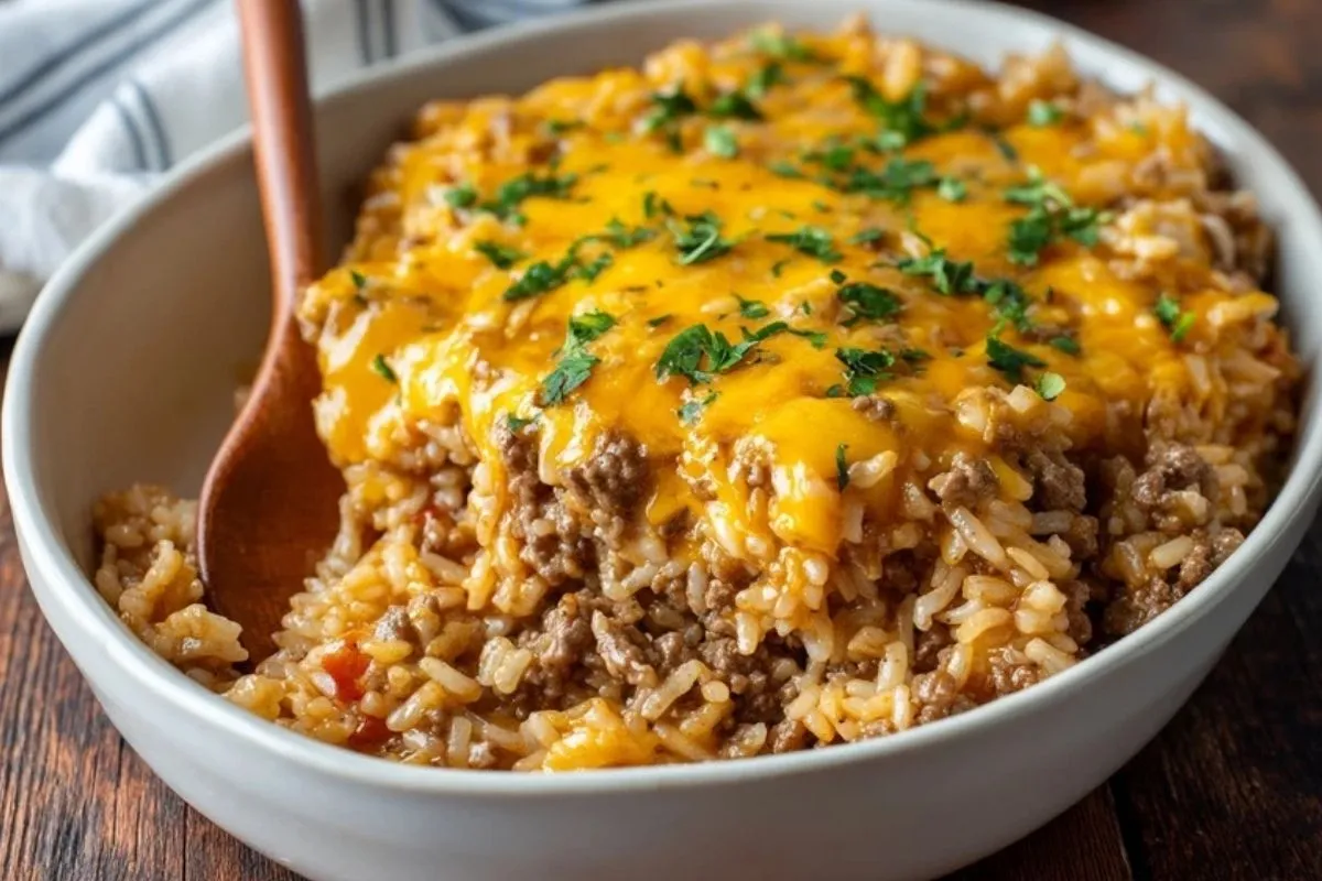 Casserole De Riz Au Bœuf Haché Et Fromage