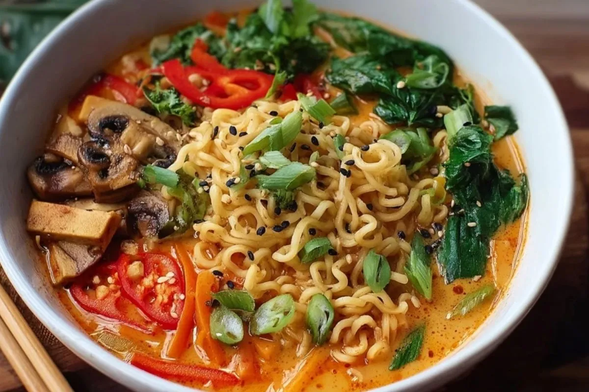 Curry Rouge Thaï Végétalien Avec Ramen