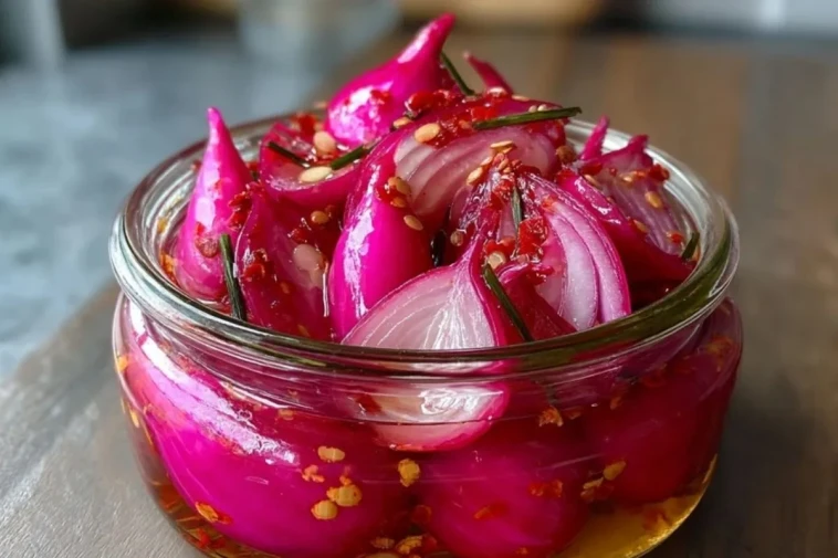 Oignons Rouges Marinés au Miel Piquant