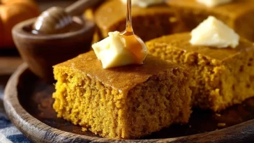 Pain De Maïs à La Citrouille Avec Beurre Miel à La Cannelle
