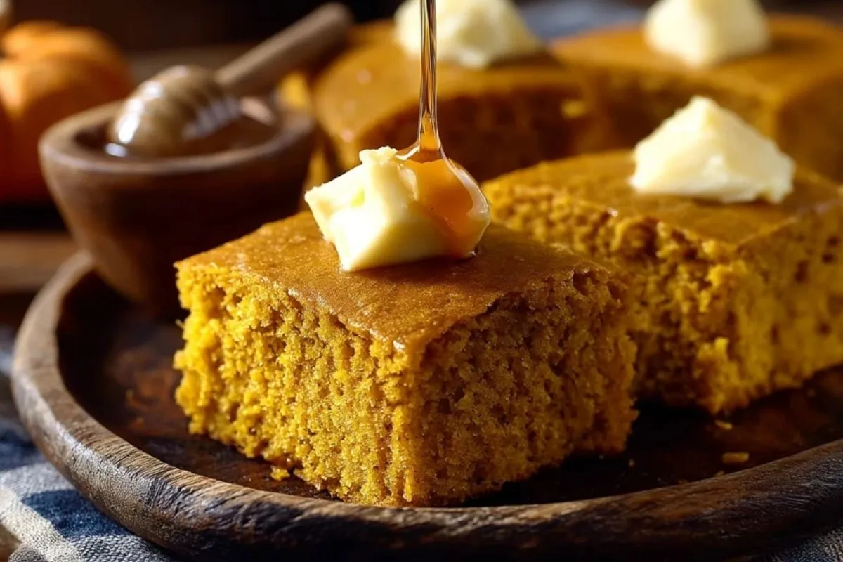 Pain De Maïs à La Citrouille Avec Beurre Miel à La Cannelle