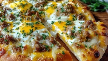 Pizza Au Petit Déjeuner Avec Sauce Saucisse