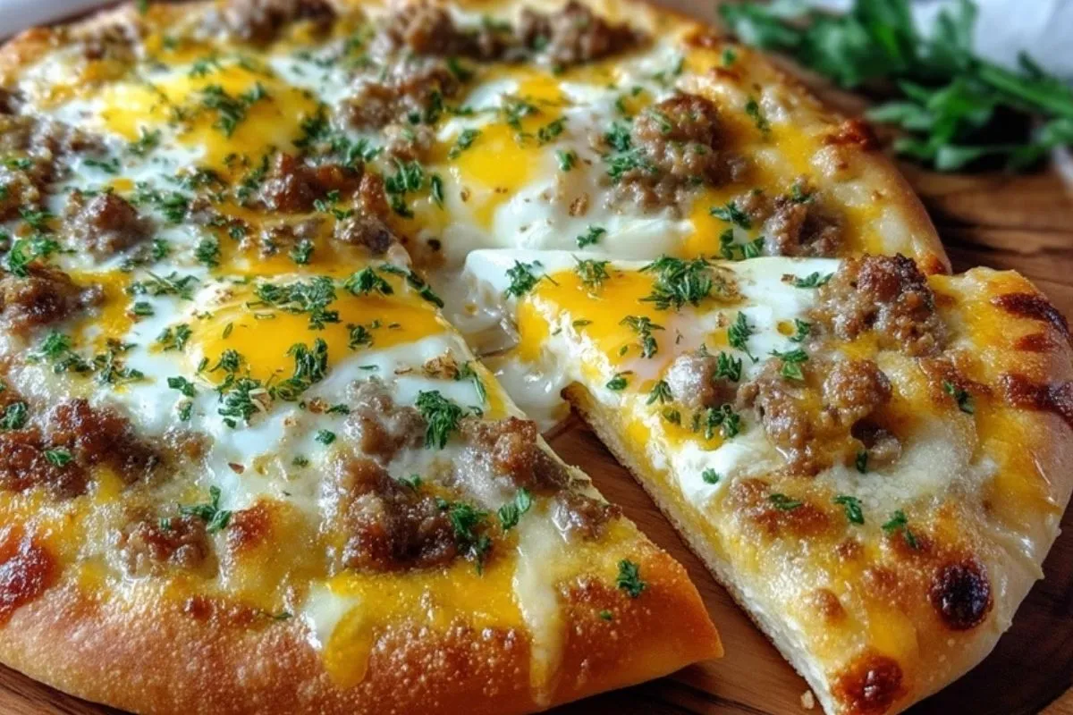 Pizza Au Petit Déjeuner Avec Sauce Saucisse