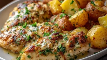 Poulet À Lail Et Pommes De Terre Au Parmesan