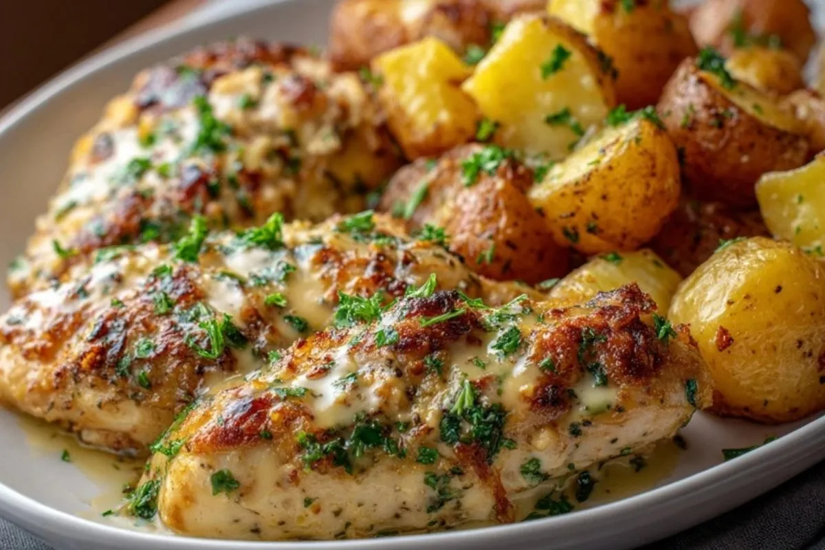 Poulet À Lail Et Pommes De Terre Au Parmesan