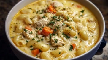 Soupe Crémeuse au Poulet et Macaroni