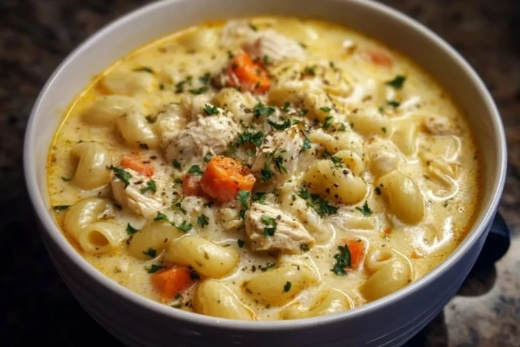 Soupe Crémeuse au Poulet et Macaroni