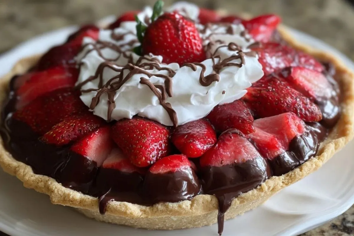 Tarte Aux Fraises Recouverte De Chocolat